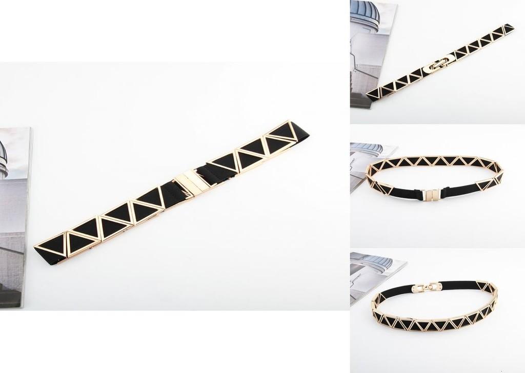 Fashion Metal Triangle Splicing Design Women Slim Waist Belt For Long Dress And Special Occasions