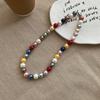 Fashion versatile color matching pearl necklace retro niche high-end sense collarbone chain personality light luxury design sense necklace women