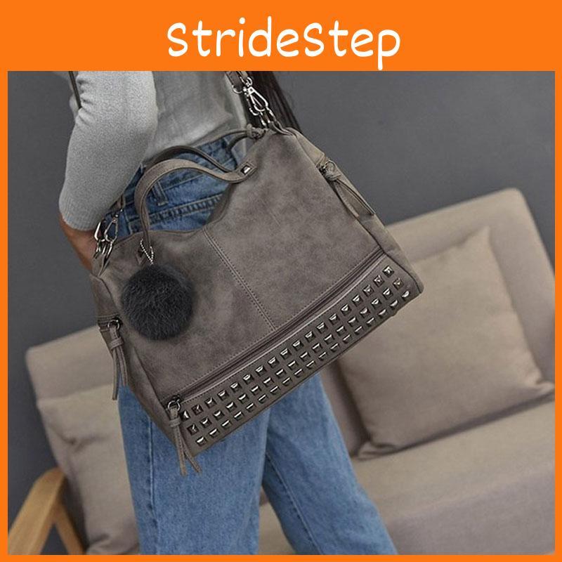 Sleek And Roomy Casual Women Large Capacity Solid Rivet Shoulder Messenger Bags