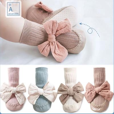 Herbst Winter Baby Mädchen Socken Neugeborene Babysocken Schleifensocken Kleinkindsocken Rutschfest Weiche Baumwollsocken Schuhe