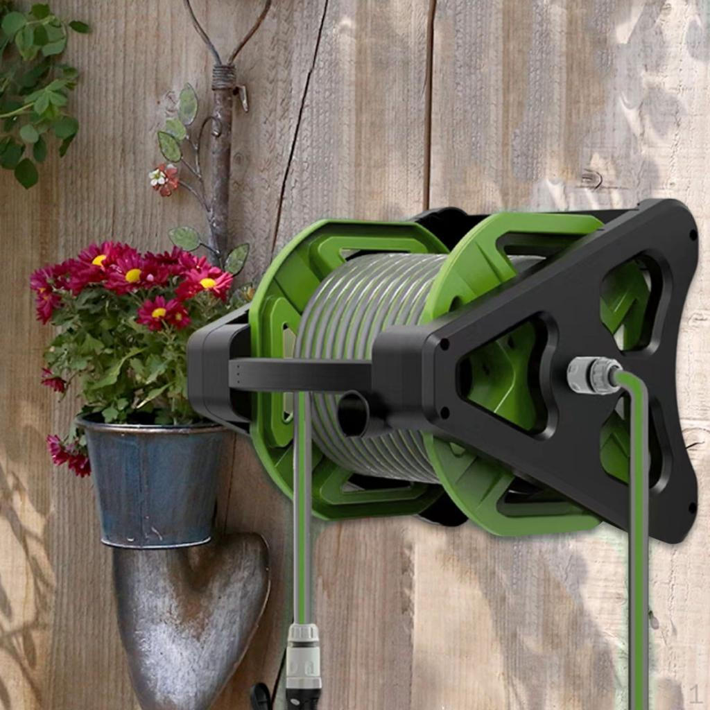 Wall Mount Water Hose Reel Storage Rack Versatile Winding Sturdy Gardening Tool Organizer