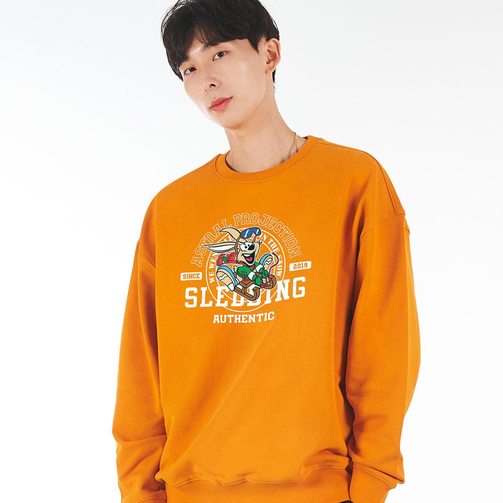 ASTRAL PROJECTION Oversized Drop Shoulder Rabbit Sweatshirt_Orange