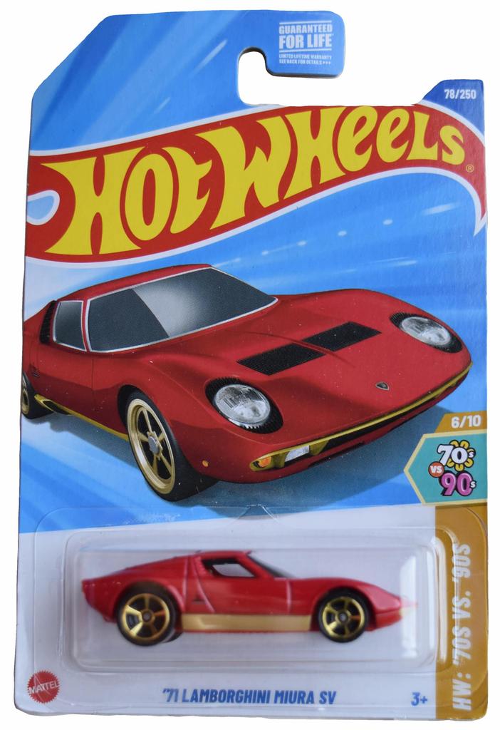 Hot Wheels Lamborghini Miura vs '71 SV, '70s '90s 6/10 [Red] 78/250.