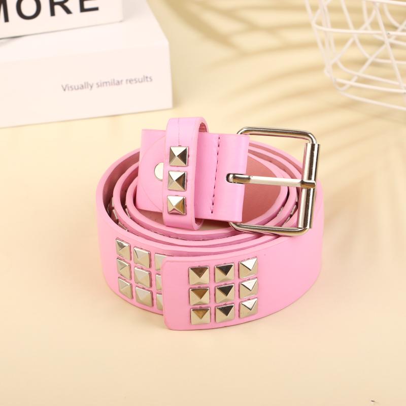 

Ремень с пряжкой Металлический Винтажный Мужской Женский Ремень из ПУ кожи Пояс Джинсы Брюки Декоративный ремень розовый