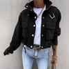 Cross-border foreign trade 2025 Amazon autumn and winter new women's clothing button zipper polo collar printed short casual coat