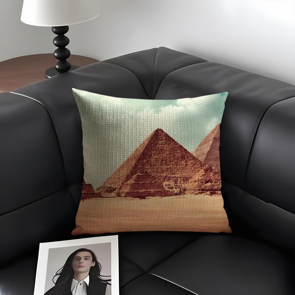 Pyramid Fashion Cushion Cover Natural Linen Organic Fabric DoubleSided Printing Sofa Home Decor Gift Pillow Case