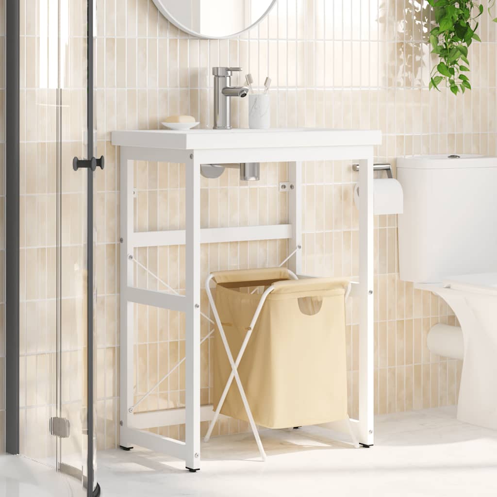 Bathroom Vanity Stand White 59 x 38 x 83 cm Iron