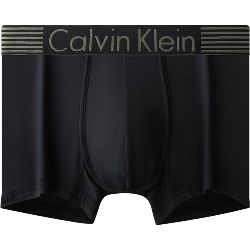 Calvin Klein Striped Jacquard Waistband Smooth Boxer Shorts Men Underwear Black NB1021O001