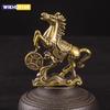 Brass Horse Step On Coins Lucky Statue Feng Shui Desk Ornament Zodiac Animal Figurines Miniatures Pure Copper Crafts Collections