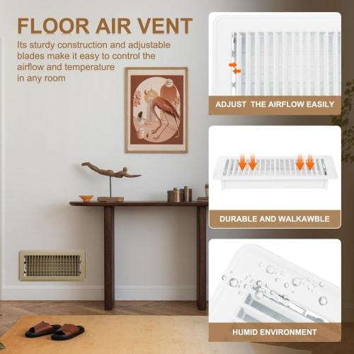 PATIKIL Underfloor Vent, 30 x 5 cm, Floor Register Air Drain, Ventilation System, Adjustable, Wall-Mounted, White, 1 Piece