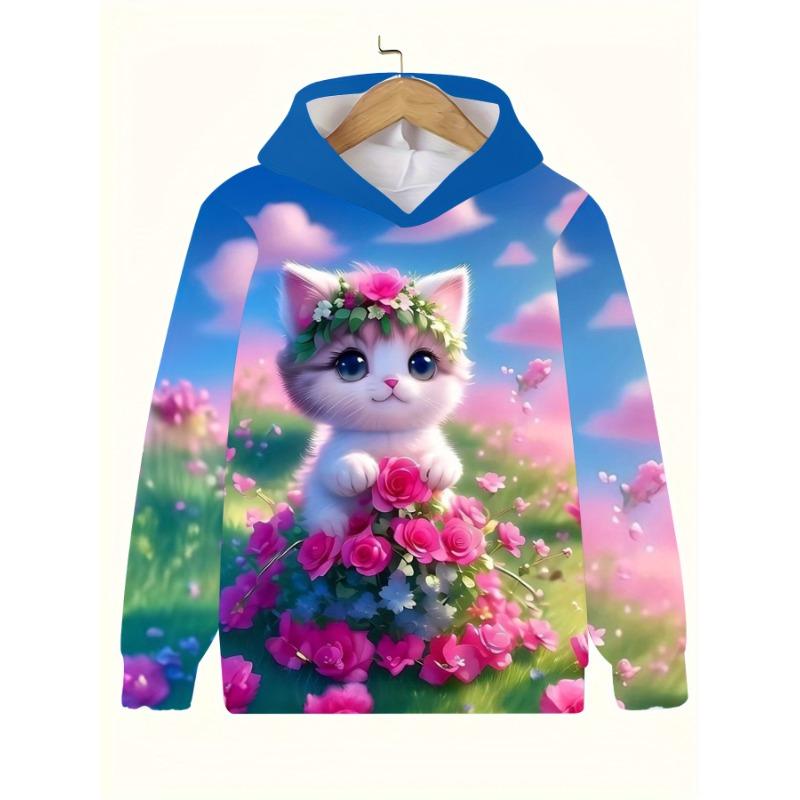 Dětské oblečení Dívčí mikiny s dlouhým rukávem 3D Roztomilá zvířátka Potisk Děti Jaro Podzim Oblečení Ležérní Kawaii Venkovní Dívčí Oblečení Topy