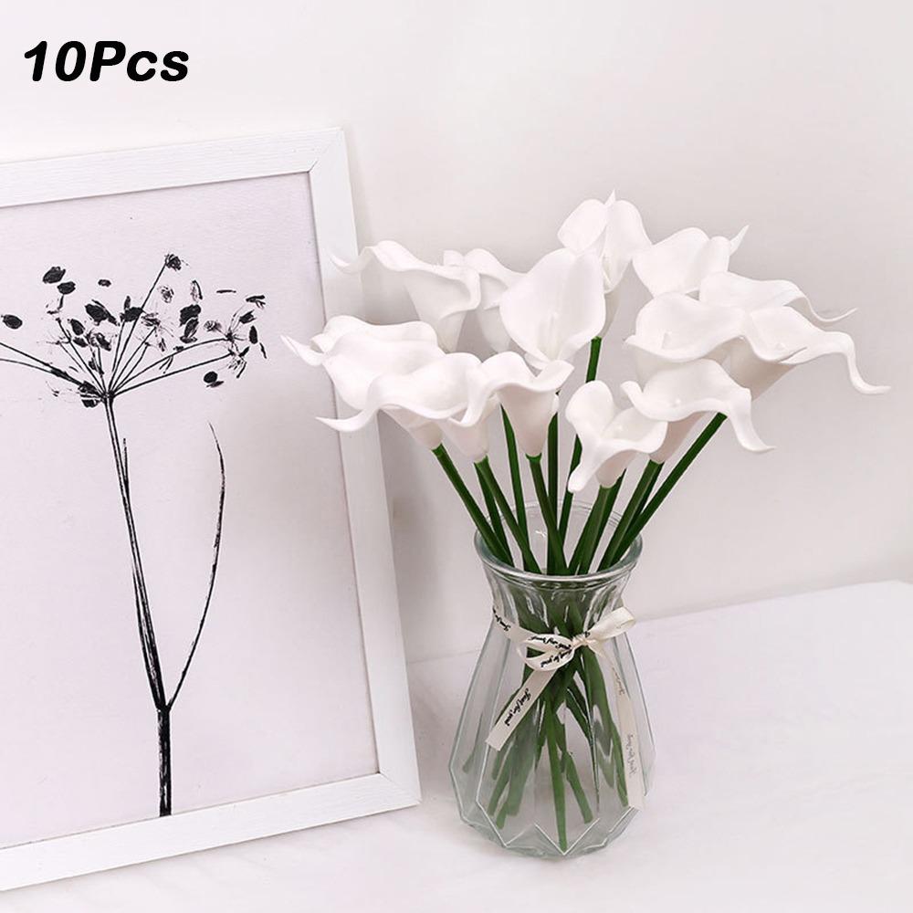10Pcs Lifelike Artificial Calla Lily Bouquet Decorative Artificial Flowers Real Touch Calla Lily Durable Fake Calla Lily
