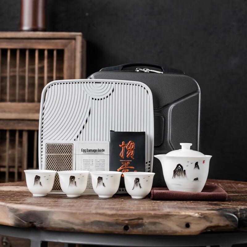 Elegant Hand-painted Ceramic Travel Tea Set