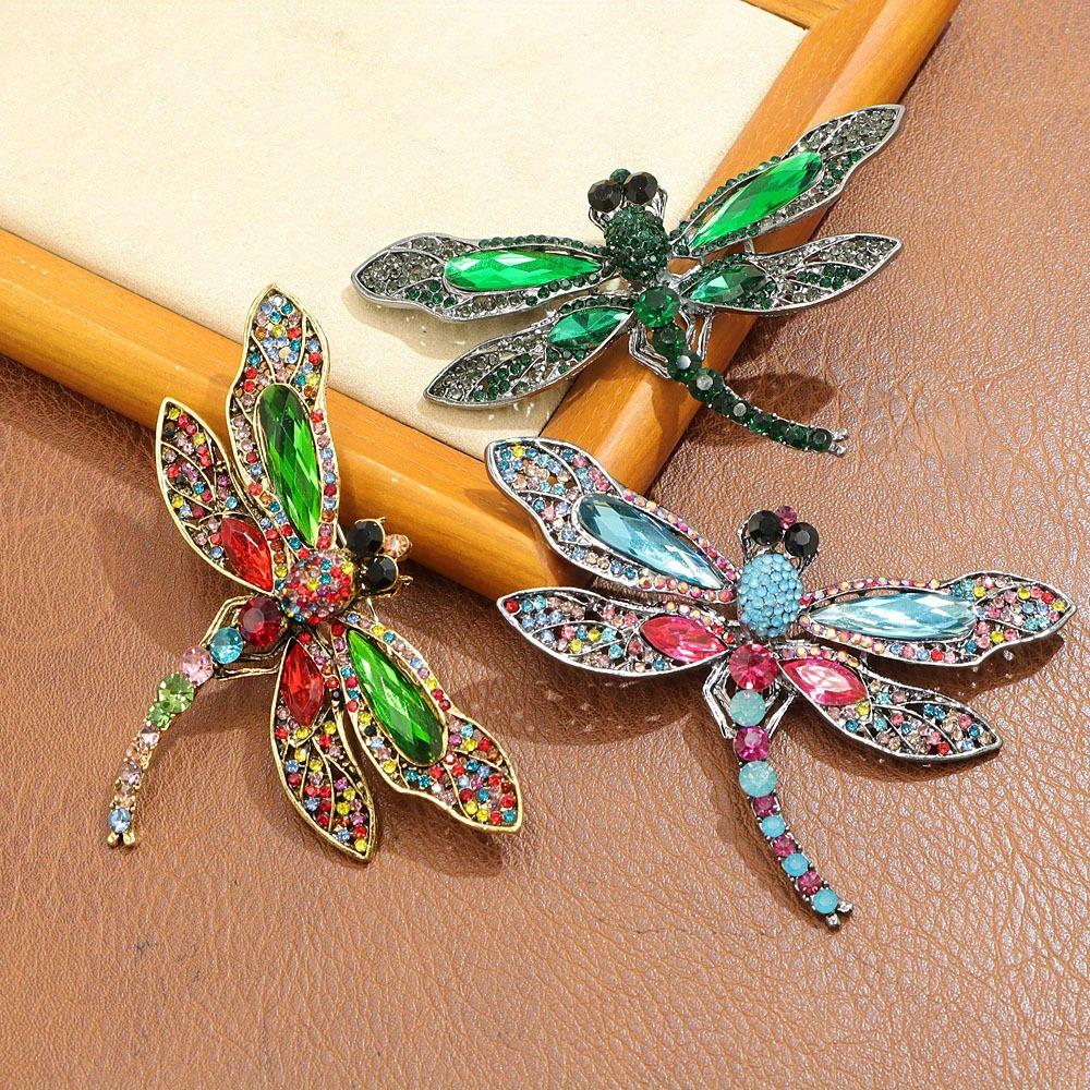 Exaggerated Big Size Crystal Dragonfly Brooch For Women Exquisite Luxury Badges Pin