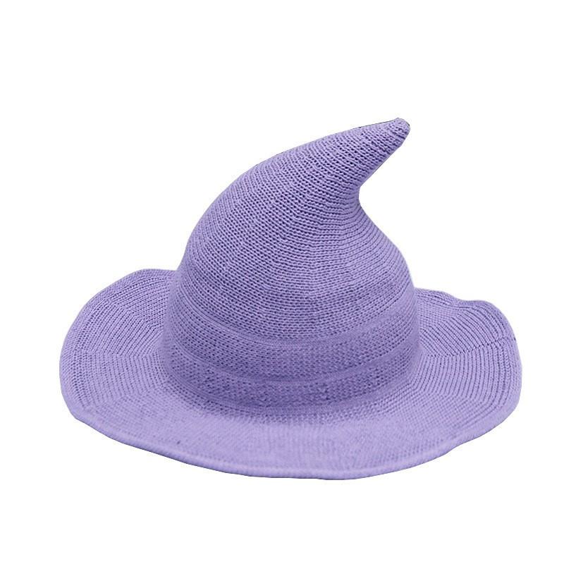 Faltbarer Strick-Hexenhut Halloween Kostüm Party Kegelspitze Breiter Rand Damen Accessoire In Mehreren Farben
