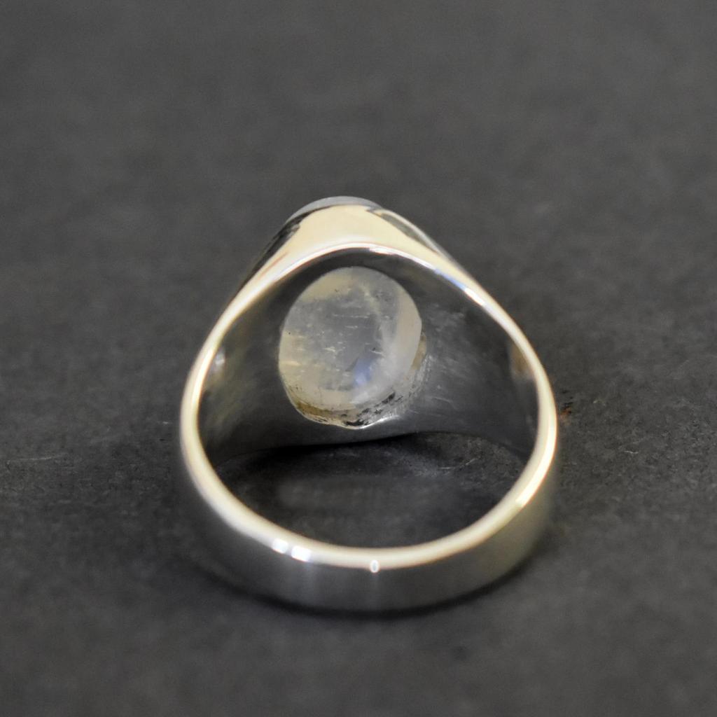 Blue Fire Rainbow Moonstone 925 Sterling Silver Signet Ring Jewelry, Handmade Fine Silver Moonstone Ring