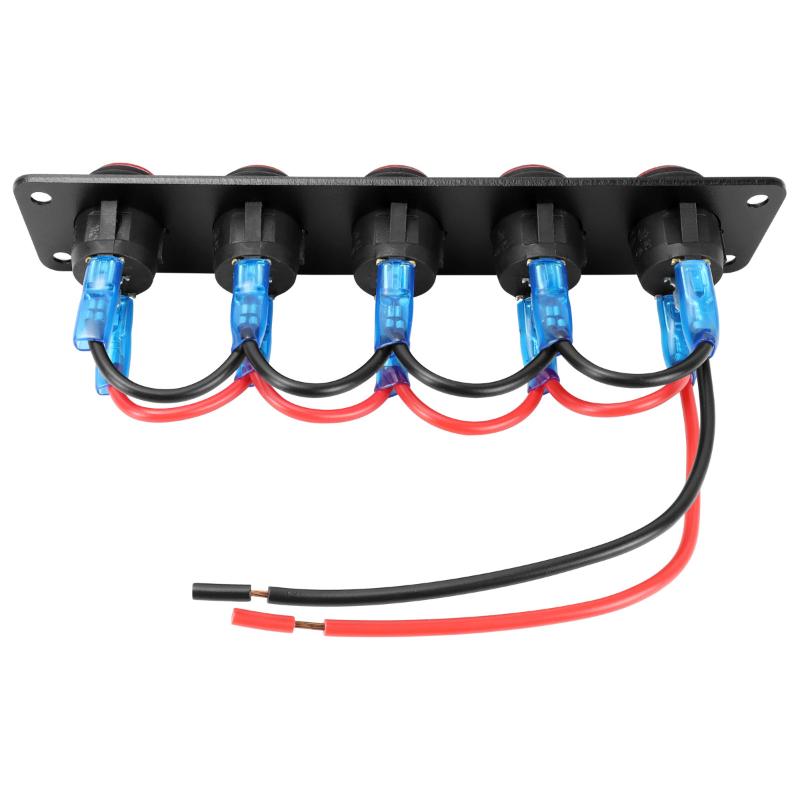 1-6 Gang Rocker Switch Panel 12V Waterproof On-Off Toggle Switches With Red LED Light For Automotive,Boat,Truck Vehicles