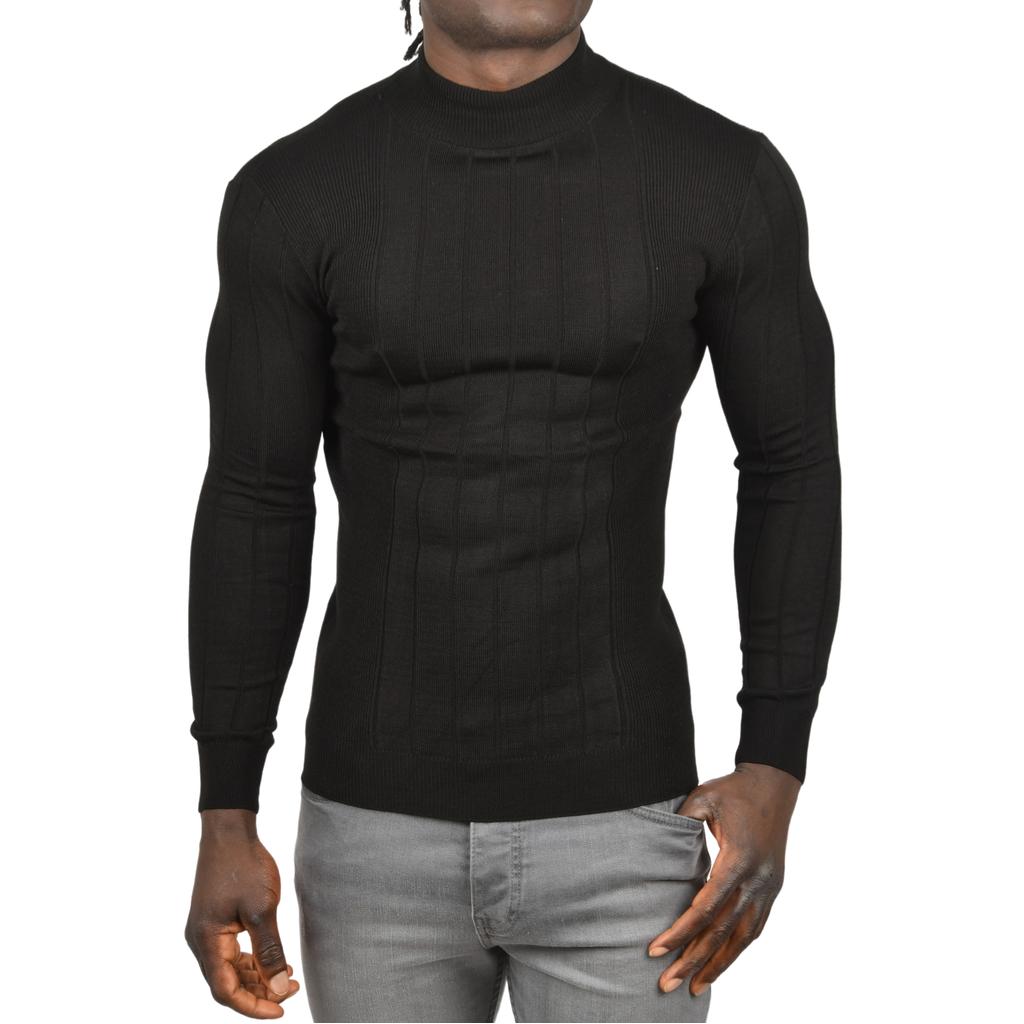 DeepSEA Yarım Balıkçı Yaka Çizgili Tüylenmeyen Slim Fit Triko Kazak 2505491