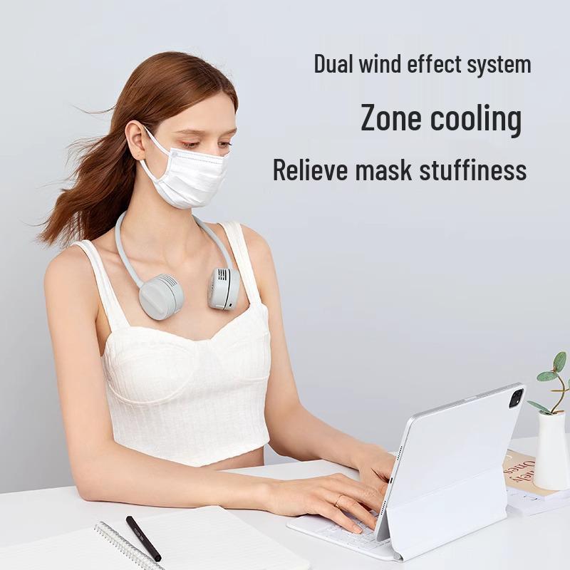 Ji Su Portable Wearable Neck Fan - Low Noise, Leafless, USB Rechargeable