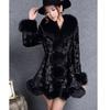 New Imitation Mink Coat, Leather Coat, Long Imitation Fox Fur Collar for Women, Thickened In Winter