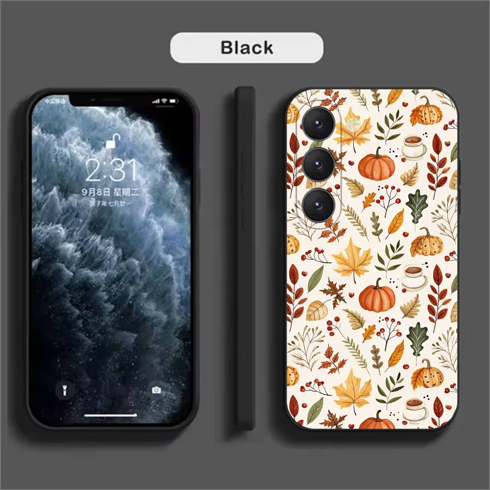 Autumn Leaves Pumpkin  Phone Case For Samsung Galaxy A52 A42 A32 A22 A12 A02S A72 A73 A51 A41 A31 A21S A71 A40 A30S A20S