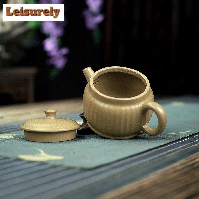 200ml Traditional Yixing Purple Clay Teapots Handmade Pot Raw Ore Dragon's Back Cyan Mud Tea Brewing Kettle Zisha Tea Set Gift