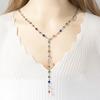Cross-Border French Style Long Diamond Tassel Heart Choker Necklace for Women