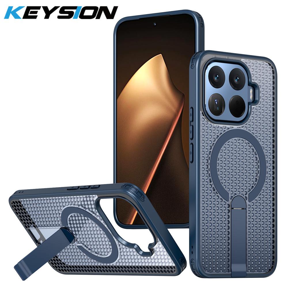 KEYSION Hollow Heat Dissipation Magnetic Case for Xiaomi 17T Pro 5G Cooling Hide Stand Shockproof Phone Cover for Xiaomi 17T 5G