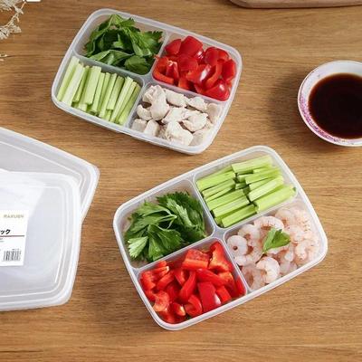 4 Bölmeli Taşınabilir Yemek Meyve Saklama Kutusu Taşınabilir Bölme Buzdolabı Dondurucu Düzenleyiciler Alt Paketlenmiş Et Soğan Zencefil Aletleri