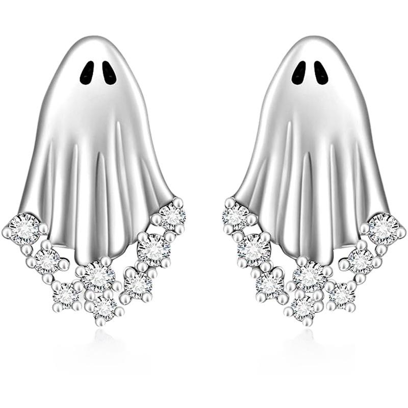 Halloween Horror Ghost Stud Earrings, European and American Halloween Ghost Ear Jewelry