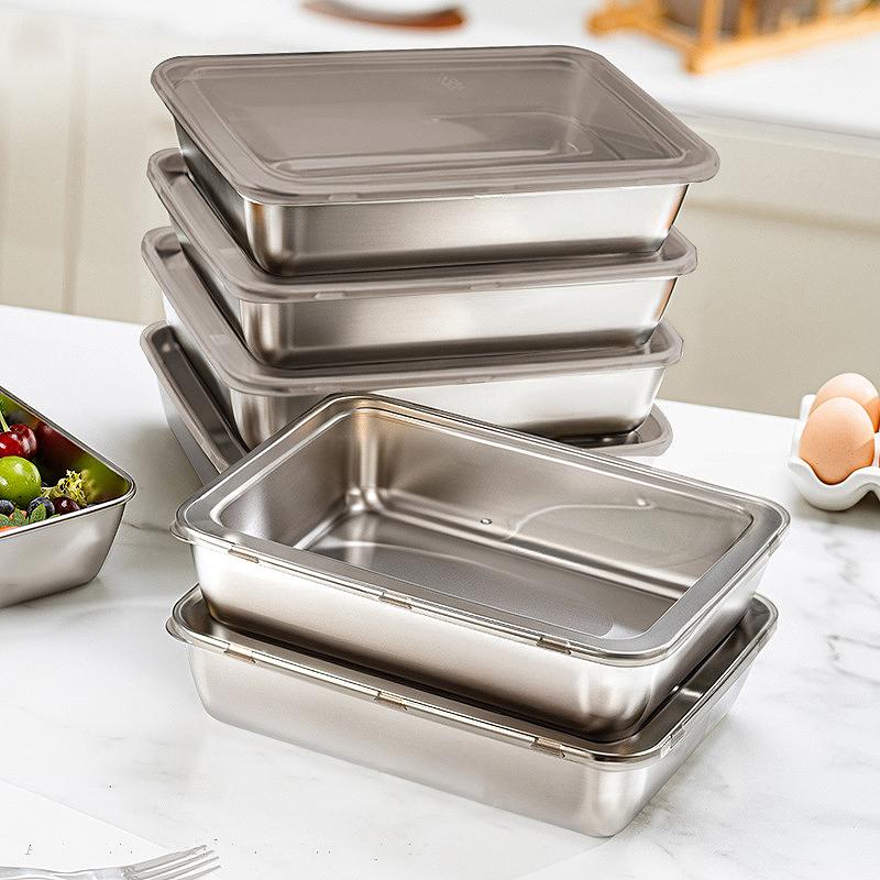 3Pcs Stainless Steel Food Containers Leakproof Stackable With Clear Lids For Camping Home & Meal Prep