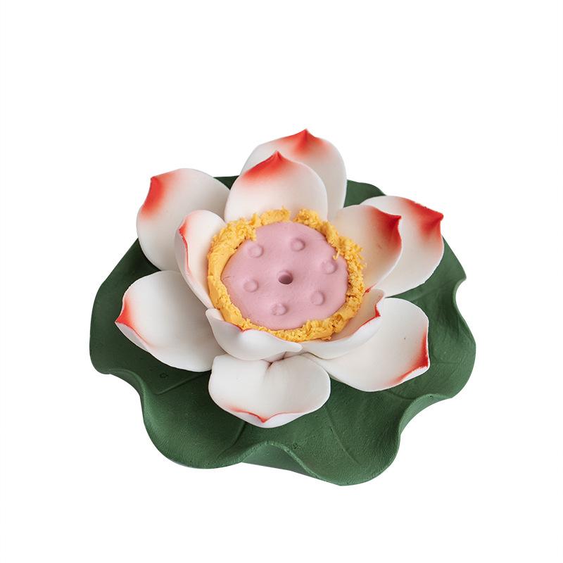 Keramisch Handwerk Handgemaakt Lotus Aroma Houder Wierookbrander Kunstbloem Waterlelie Decoratieve Beeldjes Huisdecoratie