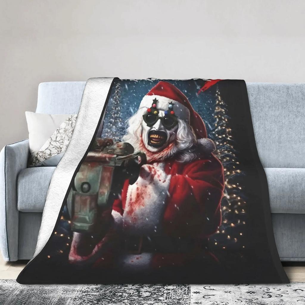 Terrifier  Horror Film Warm Plush Throw Blanket for Kids and Adults Soft Flannel Bedspread for Sofa Bed Living Room Decor