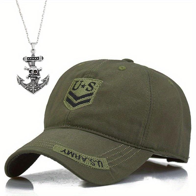 

2 шт. чоловіча бейсболка літера вишивка намисто набір випадковий сонця мода череп якір кулон намисто сонцезахисний козирок чистий червоний камуфляж качина язик кепка армія зелений колір