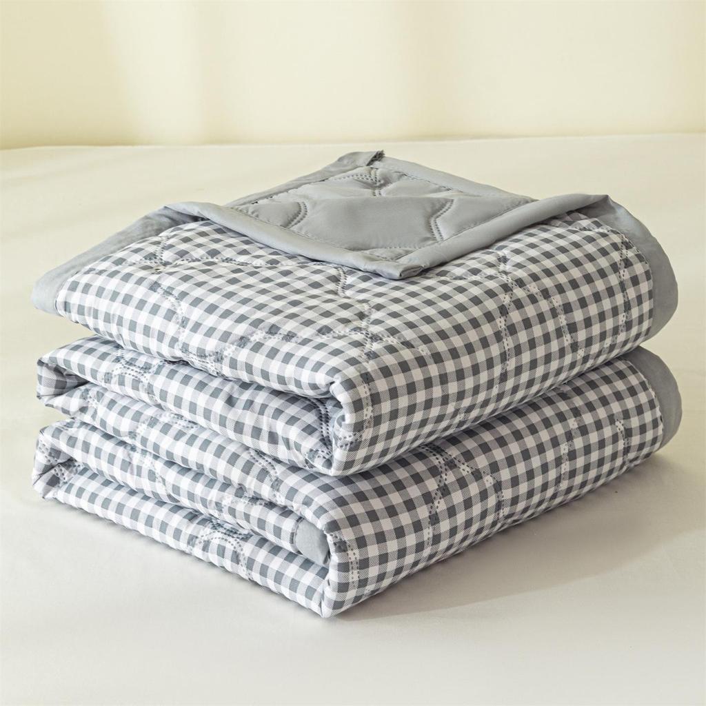 INS Skin-Friendly Washable Cotton Summer Quilt - Brushed Flannel Cooling Blanket for Dorms