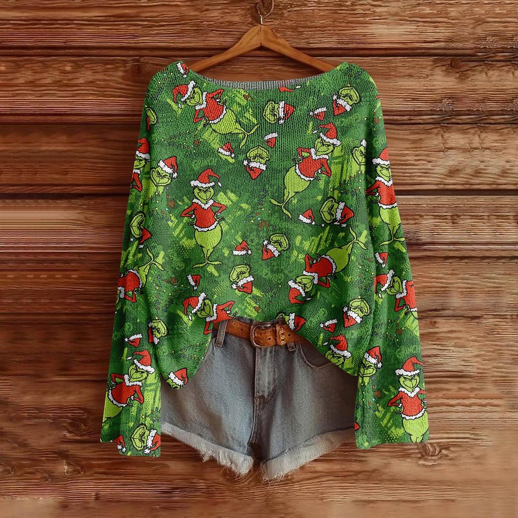 Women's Fashion Long Sleeve Christmas Snowman Snowflake Print Jacket Cardigan