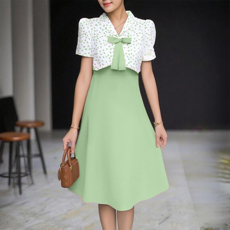 

ZANZEA Женское повседневное летнее платье с коротким рукавом и принтом пэчворк L зелёный