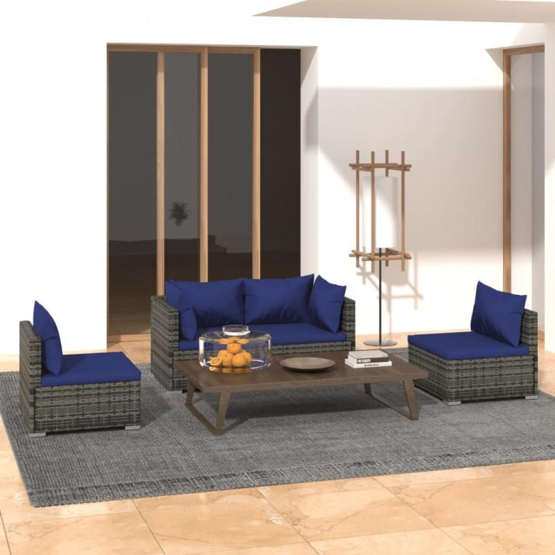 Day and Night - Day and Night 4-piece Garden Sofa Set and Gray Synthetic Rattan Cushions