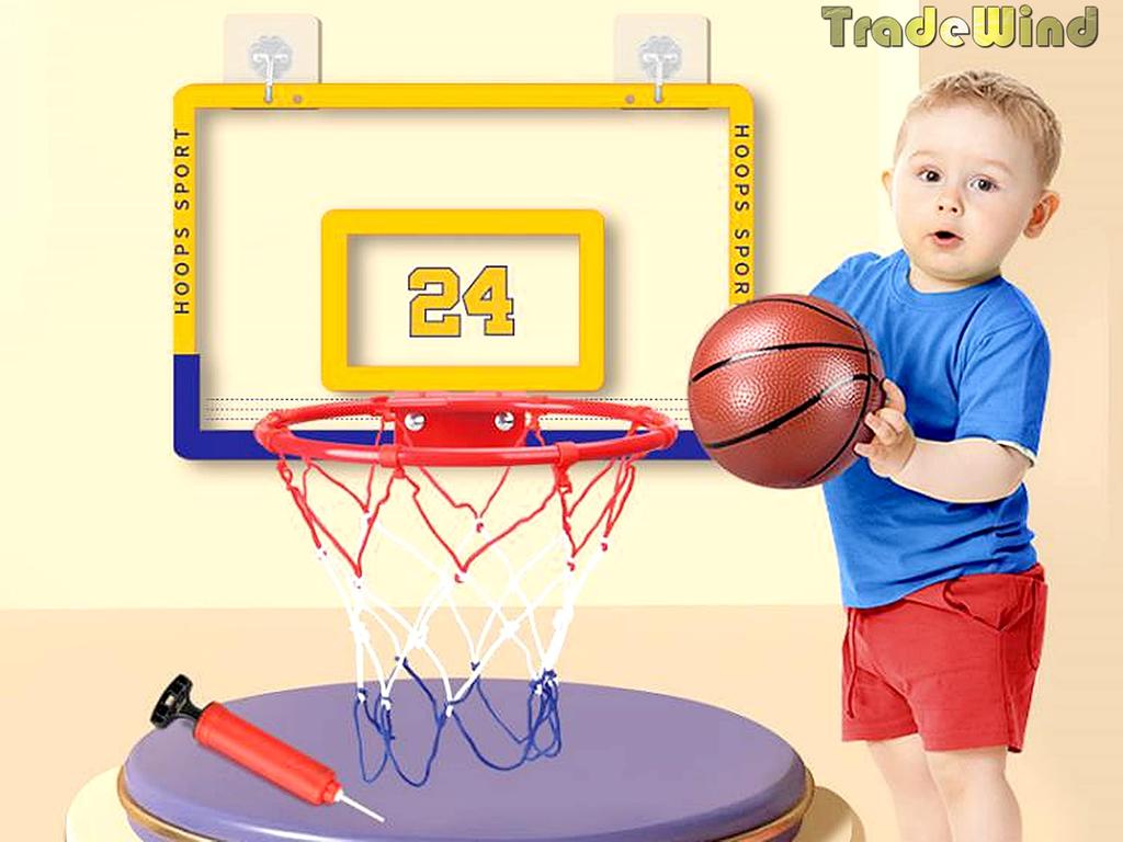 TradeWind Basketballkorb, Basketballring, Netz, Basketballbrett, Wandmontage, Wurfübung, Ball, Luftpumpen-Set, Minigröße (Schwarzer Panther