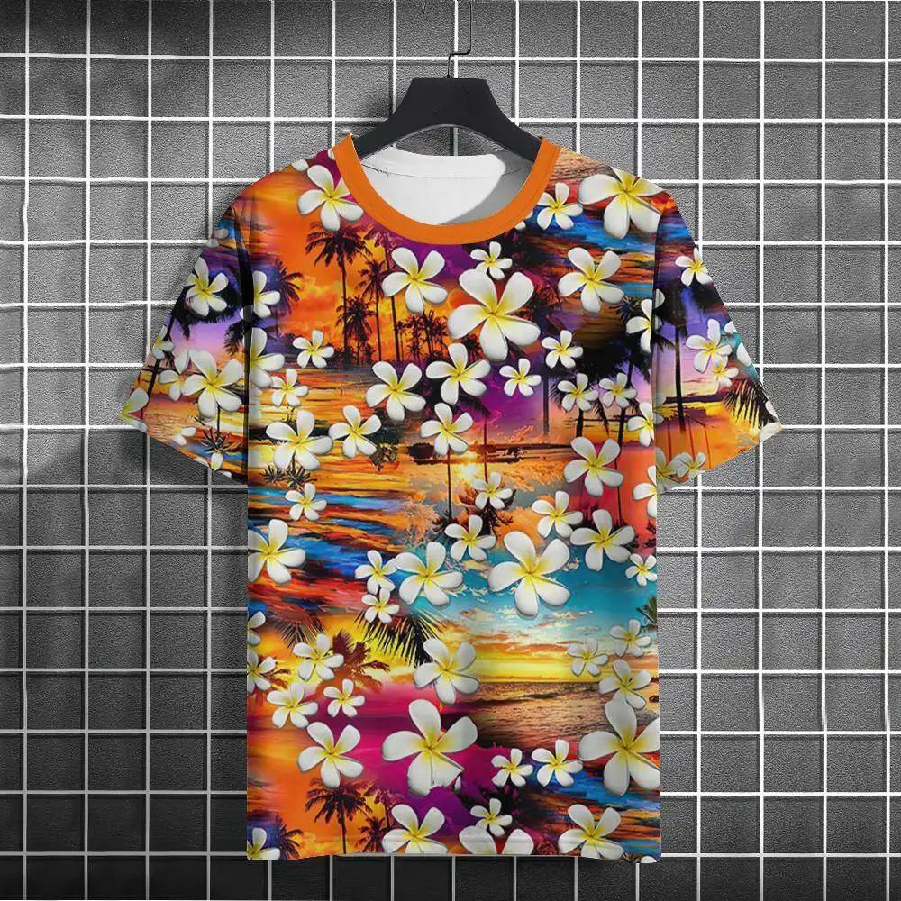 Hawaiian Beach Coconut Tree 3D Print T-Shirts Men Women Short Sleeve T Shirt Oversized Harajuku Tees Tops Clothing