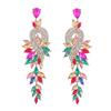 Geometric Leaf Rhinestone Earrings: Alloy Diamond Design for Women, European and American Fashion Style