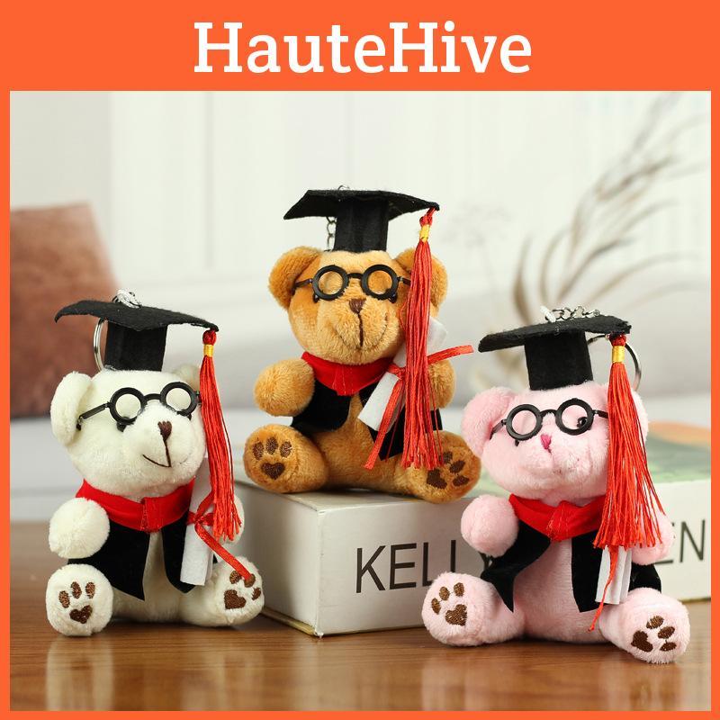 Adorable Graduation Teddy Bear Plush Toy With Glasses And Short Plush Material