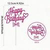 1Pcs Happy Birthday Cake Topper Plastic 3D Double Sided Happy Birthday Sign for Cake with Bow, Idea for Cake Decoration Supplies