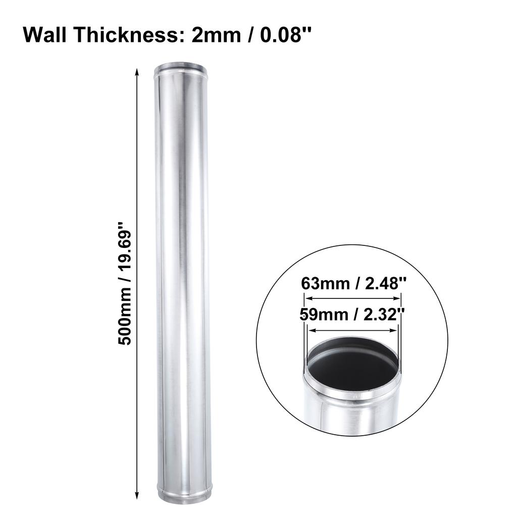 Uxcell Aluminum Alloy Tube OD 51/57/63/70/76mm Intercooler Pipe Air Intake Tube Hose 0 45 Degrees 500mm Length for Car