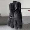Giacca in pelliccia sintetica da donna Street senza maniche, gilet femminile di lusso spesso, soffice e caldo cappotto da donna con lacci