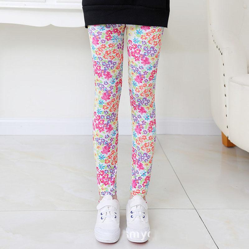 Mädchen Leggings Dehnbar Frühling Sommer Blumenmuster Kinder Kinder Hosen
