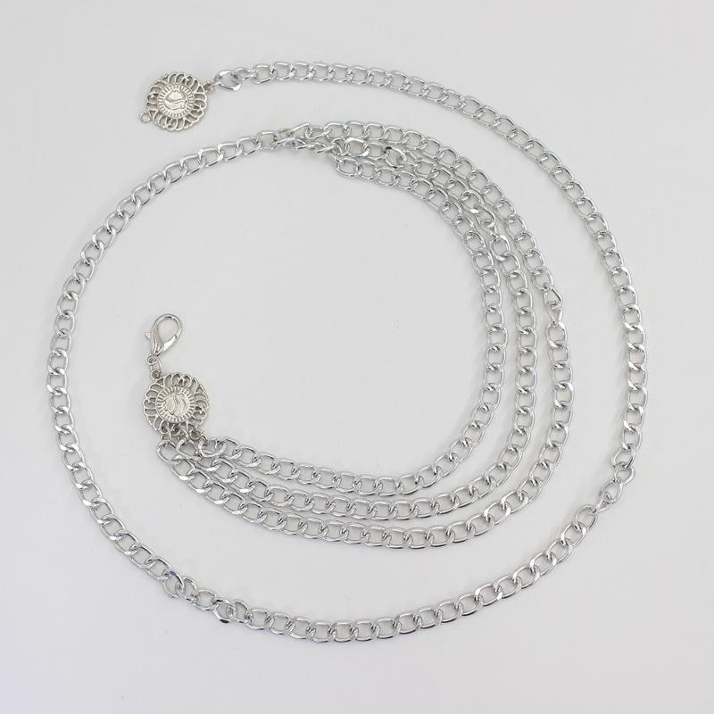 

Металлическая цепочка на талию Женская декоративная цепочка для платья Регулируемый пояс для талии Тонкий ремень серебряный