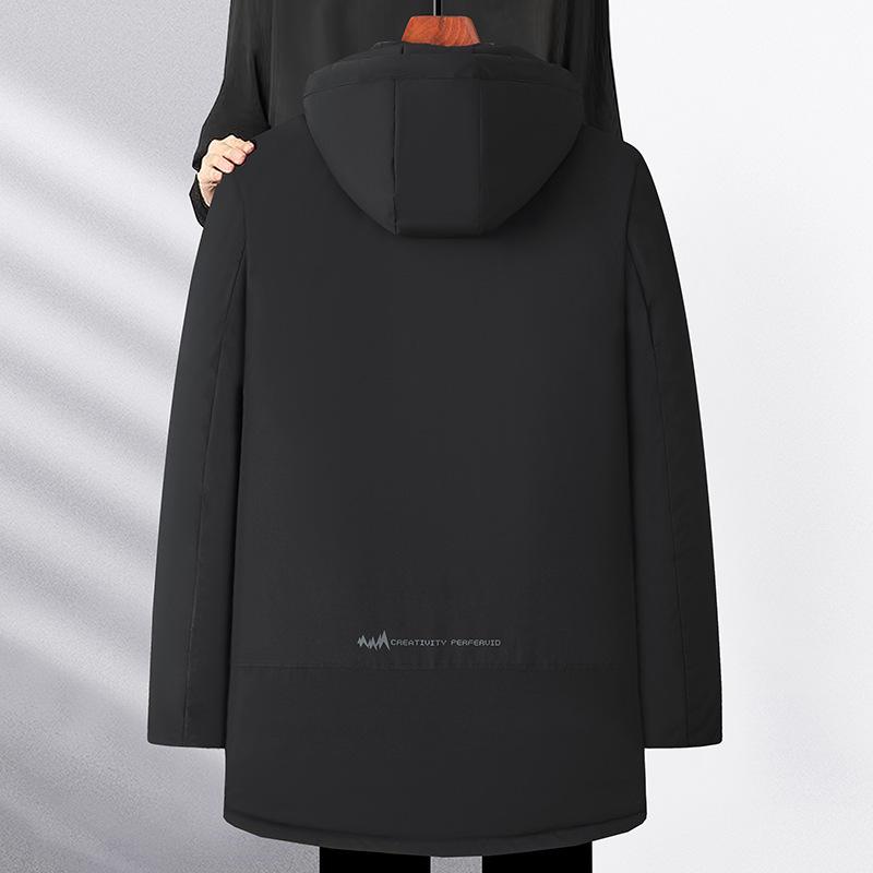 Męski Pluszowy Pogrubiony Płaszcz Zimowy Bawełniany Business Casual - Ciepła Kurtka dla Mężczyzn w Średnim Wieku