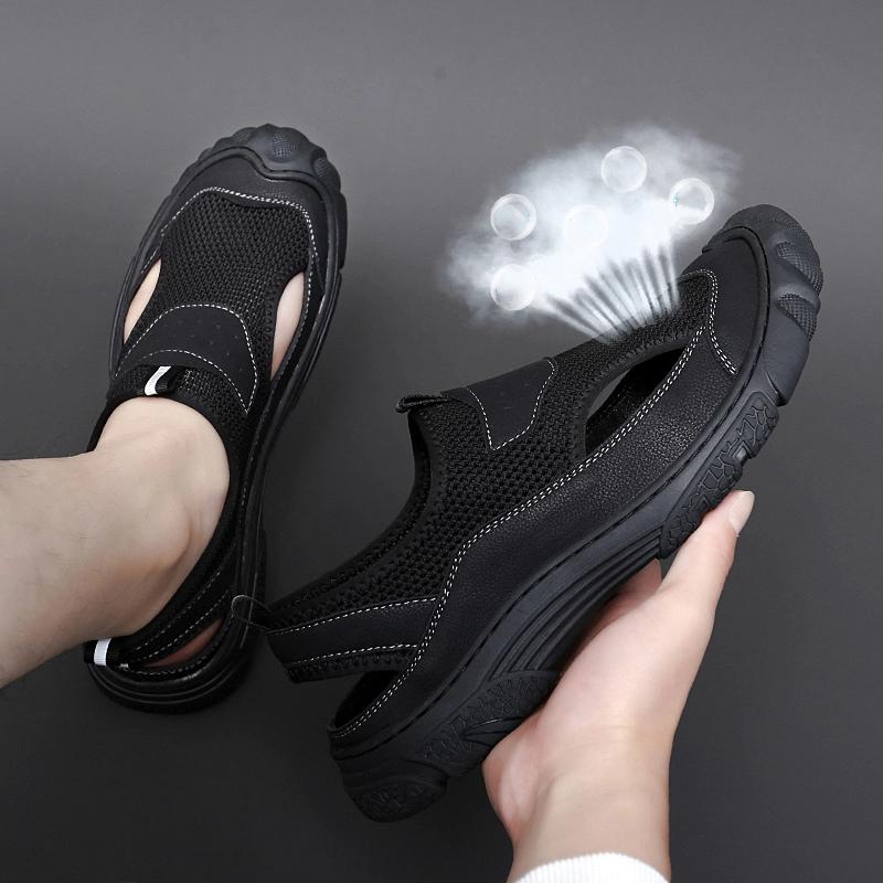 Outdoor Trendy Sandals Summer Mesh Hollow Casual Outerwear Shoes Men's Breathable Sports Shoes Beach Sandals New