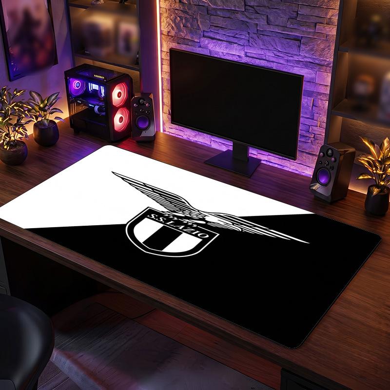Lazio FC Theme Pattern Mouse Pad, Soccer Logo Design XXL Gaming Desk Mat Non-Slip Computer Mouse Pad